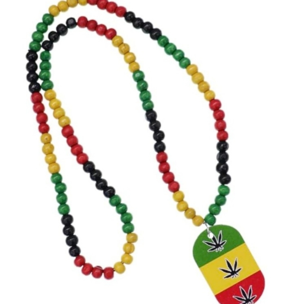Special Offer: Rasta Wood Necklace, Rastafarian Rosary, Unisex, Hip Hop Style Ne - Picture 3 of 3